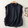 Camiseta sin mangas de color liso con solapa, elegante, sencilla, para ir al trabajo, para mujer, nuevo top de punto casual versátil de verano para mujer
