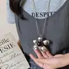 Novo Colar Pena Bronze Zen Chinês Feminino Estilo Étnico Boêmio Camada Dupla Corrente Longa para Suéter Acessórios