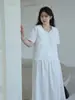 ALINDM Talla Grande Elegante Blusa de Manga Corta Reductora de Edad Verano 100kg Falda de Encaje Francés