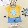 Traje de Manga Corta para Niños Verano Algodón Puro Masculino y Femenino Ropa de Bebé Shorts de Manga Corta Conjunto de Dos Piezas Traje Infantil de Dibujos Animados Venta al por Mayor