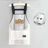 Delantal de Dibujos Animados de TPU Lavable a Mano de Moda para Productos Acuáticos y Catering, Uniforme de Trabajo con Texto Impreso, Delantal de Cocina Impermeable y a Prueba de Aceite para Mujeres