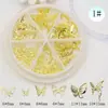Accesorios para Uñas Artísticas Plato Redondo de Metal con 6 Compartimentos Mariposa 3D Estilo Japonés Moderno Nuevas Decoraciones Huecas para Uñas