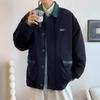 Conjuntos Coordinados de Otoño e Invierno para Parejas, Chaqueta de Algodón Patchwork con Parche en Forma de Corazón Unisex, Abrigo Acolchado Grueso Holgado para Hombre, Corte Holgado