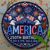 Design Plano 2D, Decoração de Parede do 250º Aniversário Americano - Logotipo Vintage de Fogos de Artifício com Águia Dupla, Adequado para o Dia da Independência