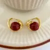 Pendientes de Perla Roja de Angora Estilo Retro, Pendientes Minimalistas de Nicho de Lujo Ligero de Moda, Pendientes Elegantes de Gama Alta para Mujer
