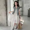Vestido de Niña Estilo Nuevo 2026 Verano Moda Infantil Tallas Mediana y Grande Vestido de Verano de Mezclilla con Tirantes Conjunto de Dos Piezas Tendencia