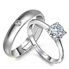 Anillo Abierto de Pareja Transfronterizo Europeo y Americano de Plata Joyería Femenina Estilo Coreano Zircón Boda Anillo de Diamante Anillo de Pareja Boca Viva Moda
