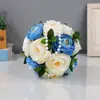 Bola de flor de peonía artificial blanca para bodas, bola de flores de mano para novia y damas de honor con cinta, bola colgante y cadena de perlas
