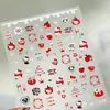 Ferroso Dulce Cálido Ambiente Festivo Pegatinas para Uñas Artísticas Navidad Año Nuevo Lindo Muñeco de Nieve Oso Manzana Colección de Pegatinas para Uñas