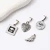 Accesorios de colgante con forma de corazón de acero inoxidable de alta venta transfronteriza, accesorios de joyería huecos con forma de corazón hechos a mano para collares personalizados DIY