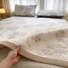 Conjunto de 3 Peças de Matelassê Jacquard de Seda de Gelo com Contas para Resfriamento de Verão com Lençol com Elástico, Lençol com Sensação Fresca, Tapete Macio Lavável com Ar Condicionado para o Verão