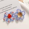 Pendientes de flores con cuentas trenzadas de colores contrastantes de estilo pastoral para mujer, accesorios acrílicos DIY, pendientes dulces para mujer, material al por mayor