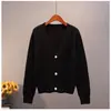 Chaqueta cárdigan de punto para mujer 2023 Primavera y Otoño Nueva estilo coreano Combinación versátil Holgada Aspecto entallado Ropa exterior Corto Color liso Suéter