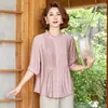 Conjunto Transpirable de Manga Corta de Verano para Mamá 2026 Nuevo Estilo Color Sólido Superficie Lisa Holgado Talla Grande Conjunto de Camisa para Mujer de Mediana Edad