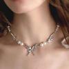 Diseño super de hada estilo francés alas de mariposa collar de perlas cadena para la clavícula estilo frío de Instagram moda de chica popular collar