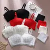 Conjunto de lingerie com bojo sem aro, para menina, fresco, fofo, respirável, sutiã de renda japonesa