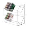 Suporte organizador de CD transparente de 2 camadas de acrílico de fábrica, suporte de mesa para CD, disco de acrílico para armazenamento de música