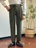 Pantalones de pana de invierno nuevos de color liso, artísticos y casuales, estilo caballero napolitano retro casual, corte recto