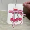 Pinza para el pelo de cereza dulce estilo coreano, goma para el pelo con lazo de cuadros rosas lindos, anillo para coleta de niños, pinza para el pelo trenzada de cola de golondrina