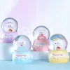 Oso de fresa de dibujos animados creativo bola de cristal luminosa bola de cristal de nieve luz nocturna de resina adornos de copo de nieve iluminación regalo