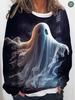 2023 Amazon estación independiente ropa de mujer otoño e invierno europea y americana suéter casual de cuello redondo y manga larga con estampado digital de Halloween