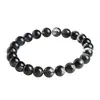 Pulsera de Bola Redonda Cristal Natural Jiuyacristal Grado 7A Fantasma Negro Pulsera de Bola Suelta Tazón del Tesoro Negro Wholesale