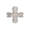 Marca Roke Acero Inoxidable Ss316 Tubería Métrica 2-50mm Conector de Cuatro Vías Doble Férula