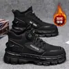 Botas Calzado de Hombre Botas de Trabajo Invierno Caña Alta Zapatos de Algodón Retro Británico Americano Exterior Montañismo Impermeable Antideslizante Suela Gruesa