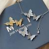 Colgante de mariposa doble con circonita cúbica bañado en oro de 14 quilates, hecho a mano, para pulsera, collar, pendientes y accesorios.