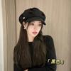 Boina Plisada para Primavera y Otoño, Sombrero Octogonal Transpirable, Sombrero de Pintor Casual Elegante y Versátil, Sombrero Nube Adelgazante para el Rostro con Ala Grande