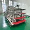 Jaula de Pollo Galvanizada por Inmersión Engrosada, Resistente a la Corrosión, Jaula de Pollo Ponedor de Escalera de Cuatro Niveles, Equipo Completo Automático para Granjas de Pollo