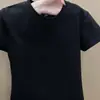Camiseta de Algodón Puro de Marca de Moda Morado Uva de Manga Corta Ajustada para Mujer, Top de Moda Adelgazante para Verano, Paquete de 40