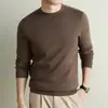 Suéter fino de cachemira antibacteriano de 10A, 230g para hombre, nuevo modelo de otoño 2026, cuello redondo, color liso, manga larga, suéter de lana para hombre