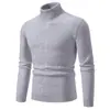 Comercio Exterior Retro Simple Color Sólido Cuello Alto Suéter Básico Ropa Interior Masculina Ropa Exterior Casual Suéter de Punto Ajustado para Hombre