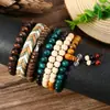 TEMU HIYIN Estilo Bohemio Nuevo Transfronterizo Cuentas de Madera de Cáscara de Coco Pulsera de Hilo Elástico para Hombres Pulsera Pulsera