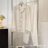 26 Pijama de Seda Helada para Pareja de Hilo Dorado y Plateado de Venta Caliente en Primavera Rayado Color Sólido Conjunto de Pijama Fresco de Alta Gama para Pareja