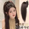 Peruca de rabo de cavalo alto para mulheres com presilha de garra triangular, acessório de cabelo de rabo de cavalo de cabelo liso curto e fofo meio preso no topo da cabeça, trança falsa