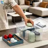 Caja de Almacenamiento Transparente para Juego de Té Bnbs con Asa, Dividida en Compartimentos para Evitar Golpes, para Guardar Tazas de Té y Tetera