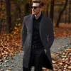 Estação de primavera e outono, estilo de comércio exterior, estilo europeu e americano, jaqueta trench coat masculina leve, simples, moderna e elegante, de comprimento médio