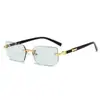 Nuevas Gafas de Sol de Moda Sin Montura Gafas de Sol Europeas y Americanas de Borde Cortado a la Moda Gafas de Sol Personalizadas de Color Gelatina Gafas de Sol Sin Montura