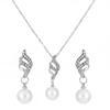 Accesorios de boda transfronterizos europeos y americanos, moda de temperamento, pendientes de cadena con giro de diamantes y perlas simples, collar y traje