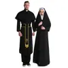 Fantasia Cosplay Sacerdote Masculino Freira Feminina de Halloween Fantasia Cosplay de Casal Suporte de Fantasia de Sacerdote Fantasia de Palco Feminina