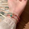 Pulsera de Piedra Natural Dopamina con Costuras y Cuentas Pulsera Francesa Vintage de Nicho Elástica Doble Capa Pulsera Vintage Estilo Guofeng