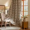 Cortinas Retro Estilo Americano con Rosas, Más Vendidos Transfronterizos, Estilo Pintura al Óleo Jacquard, Semioscuras, Cortinas sin Taladro para Ventanas de Mirador de Dormitorio