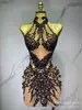Vestido Bodycon Sexy com Brilho Fino Estilo Europeu e Americano para Mulheres, com Gola Halter, Strass, Costas Abertas, Vestido de Gala para Cantora
