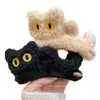 Lindo Pinza para el Pelo de Peluche de Gato Negro para Mujer Otoño e Invierno Nuevo Pinza Grande para el Pelo en la Parte Posterior de la Cabeza Elegante Pinza de Tiburón Adorno para la Cabeza