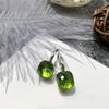 Pendientes de Cristal de Color Cortado Flor de Hielo de Alta Resistencia Estilo Japonés Topacio Azul Londres Simple Francés Chapado en Oro Sin Níquel