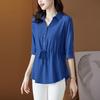2022 verão plus size camisa feminina de manga curta top de chiffon feminino manga média manga solta barriga cobrindo cintura camisa de comprimento médio