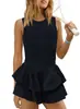 Comércio Exterior Transfronteiriço Europeu e Americano Novo Vestido de Verão Feminino Cor Sólida Sexy Costas Nuas Design Dupla Camada Sem Mangas Saia Curta