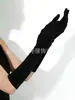 Guantes de Seda de Leche de Longitud Media de 45 cm para Mujer de Halloween, Guantes de Color Sólido Lisos Elásticos Especiales para Fotografía de Vestido de Gala para Banquetes